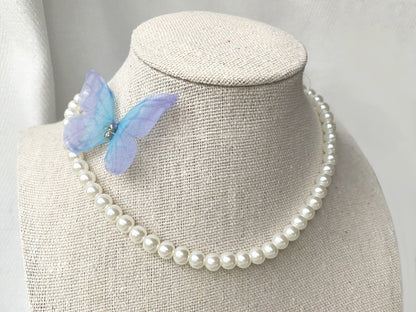 Butterfly & Pearl Necklace - fuwaffy