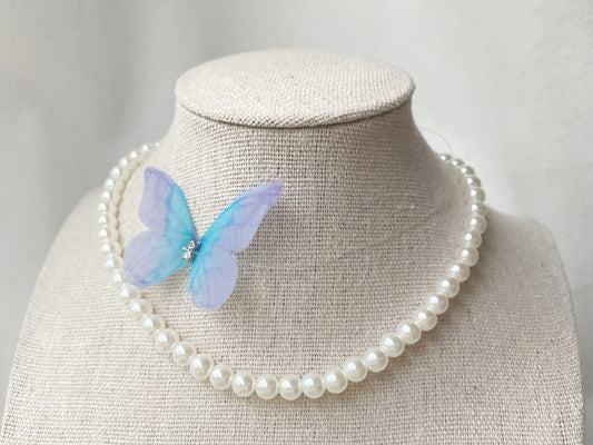 Butterfly & Pearl Necklace - fuwaffy