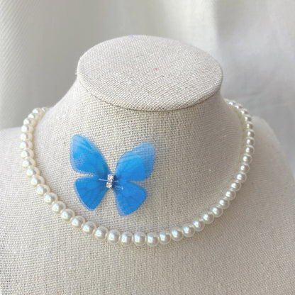 Butterfly & Pearl Necklace - fuwaffy